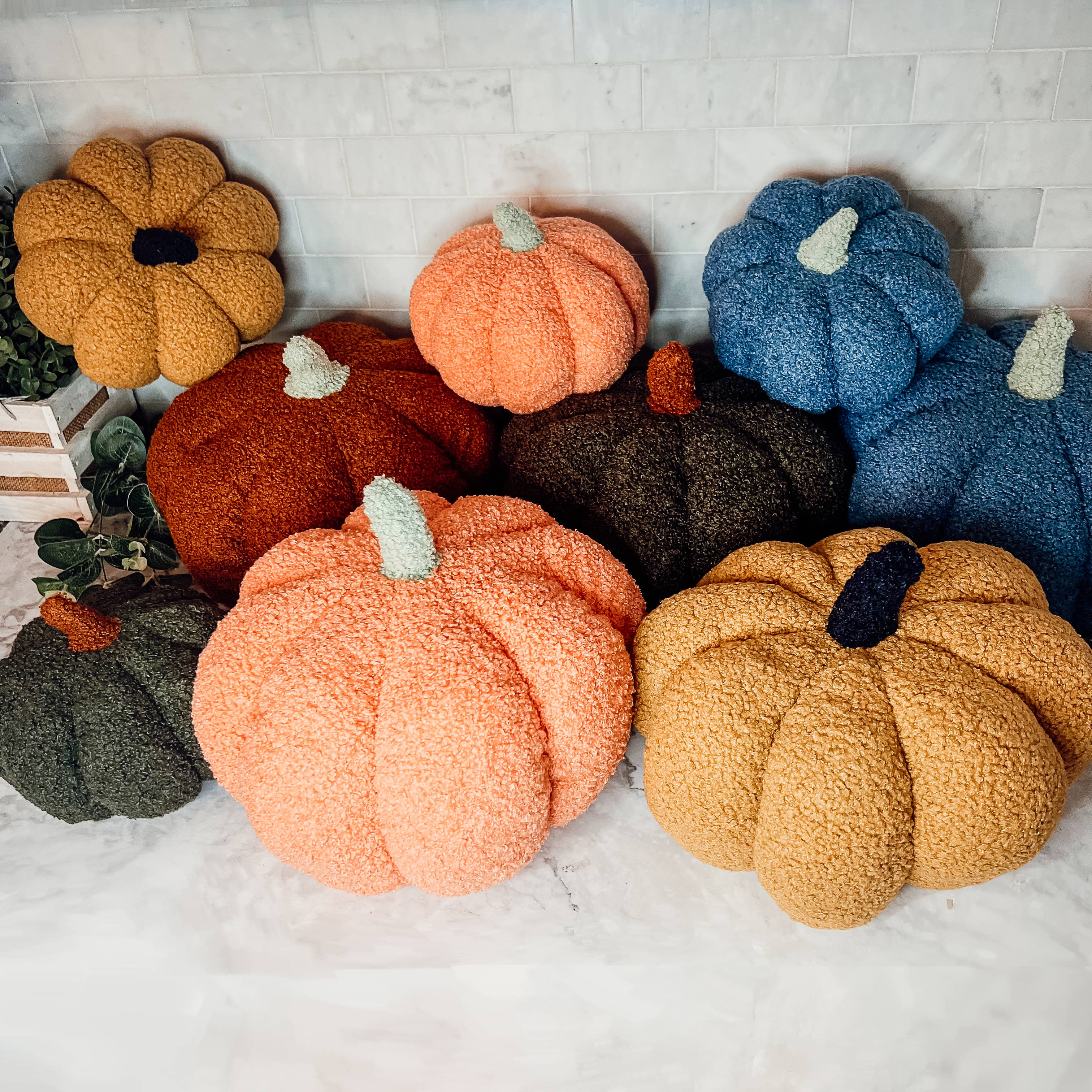 Neutral Fall + Halloween Home Decor, Cute Cotton Pumpkins BW