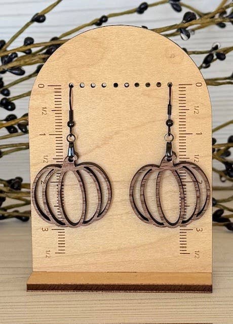 Pumpkin Earrings, Walnut Fall Earrings, Pumpkin Shaped