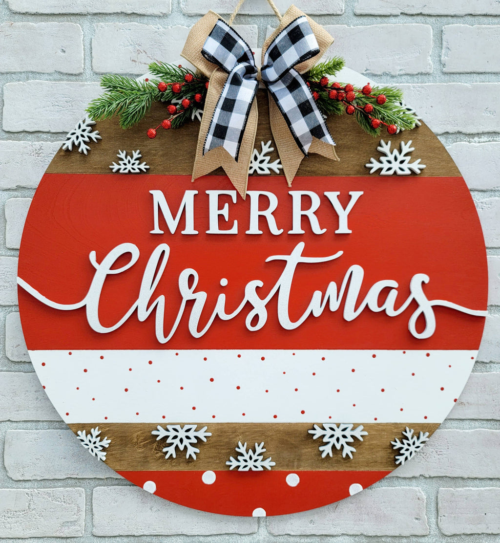 DIY Classic Merry Christmas Door Hanger