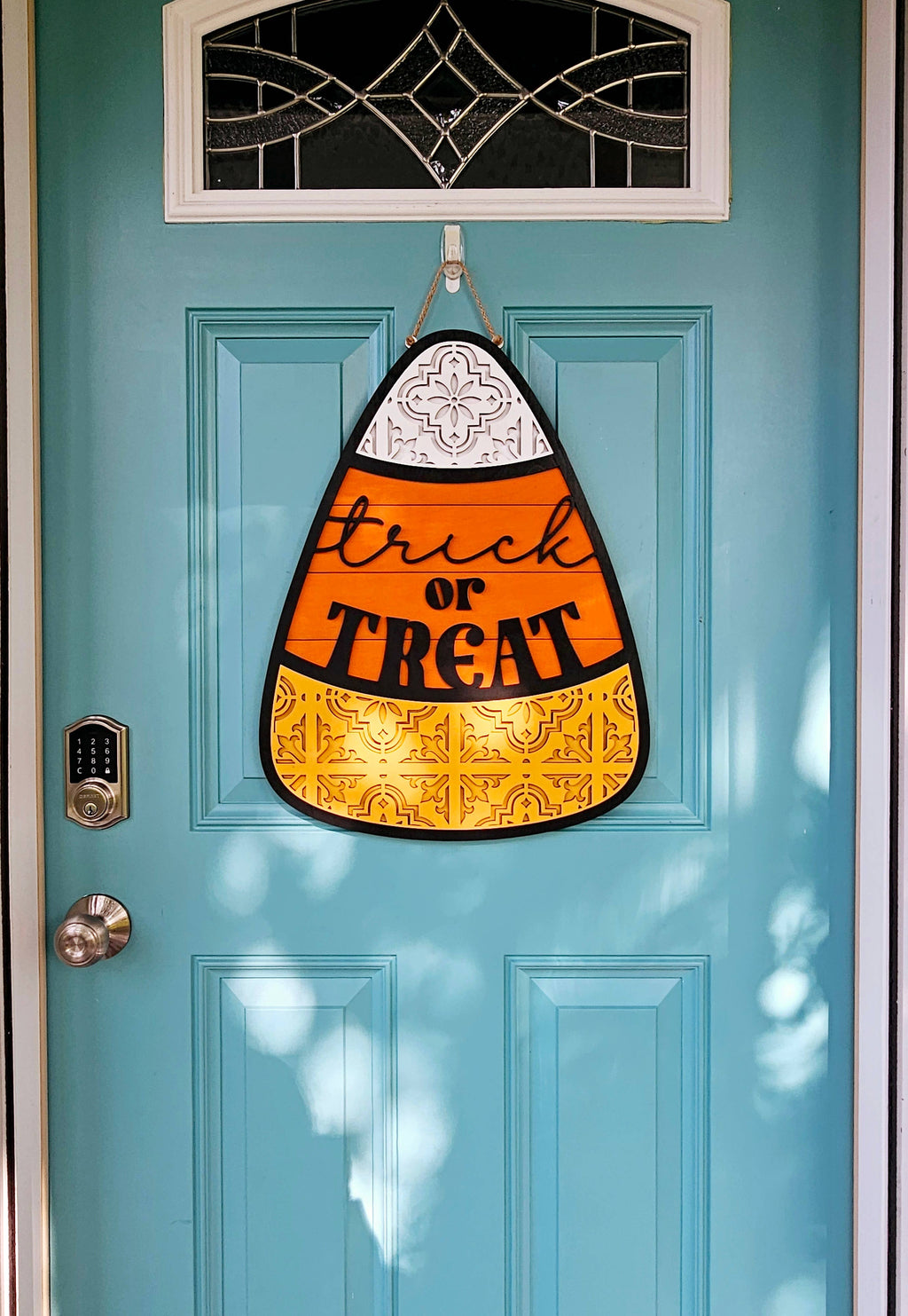 DIY Ornate Candy Corn Door Hanger