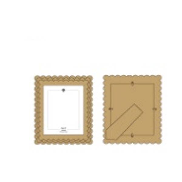 Wood scallop photo frame for 8x10 pic, natural - 17058