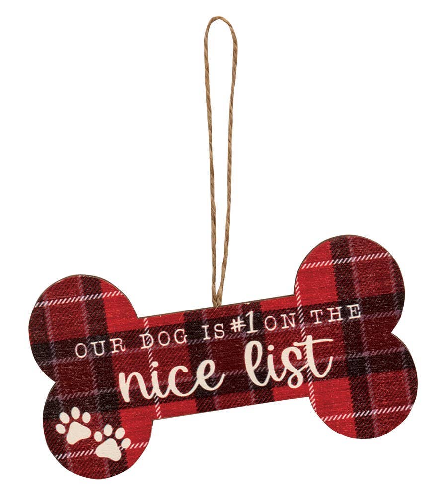 We Woof You A Merry Christmas Bone Ornament, 4 Assorted