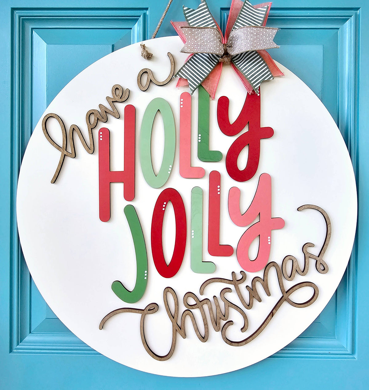 DIY Holly Jolly Door Hanger