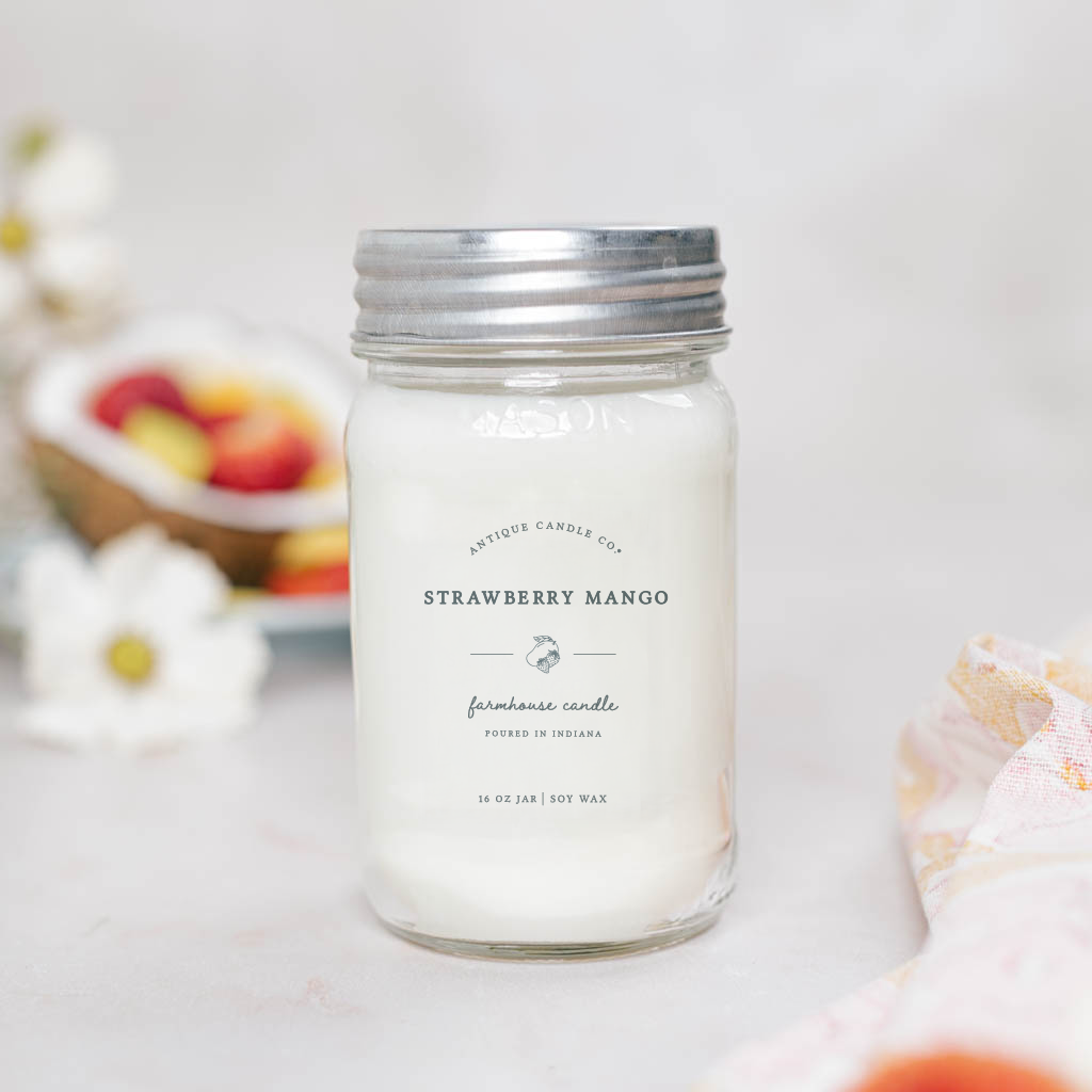 Strawberry Mango- Soy Wax Mason Jar Candle
