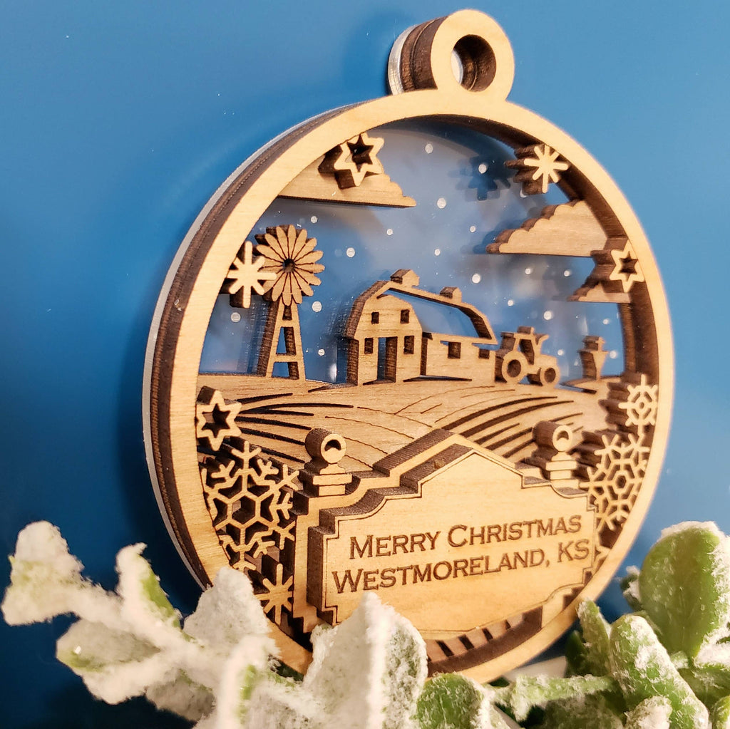 Welcome Sign Ornament - Barn in the Snow