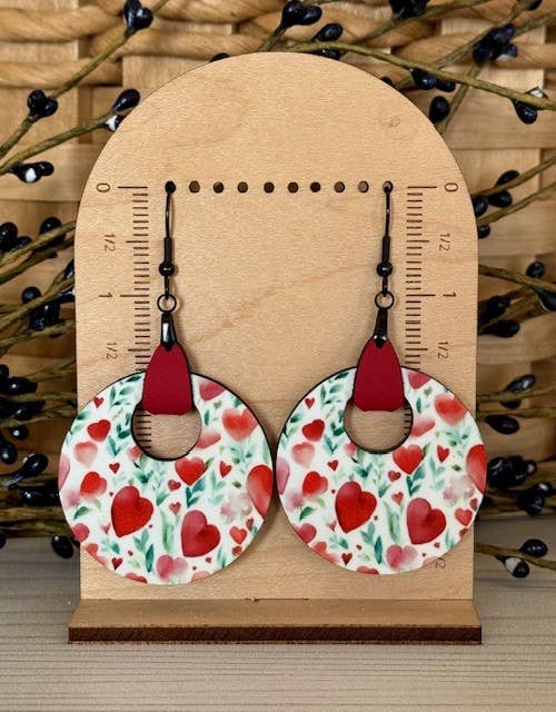 Valentine's Day Earrings, Hearts Dangle Earrings