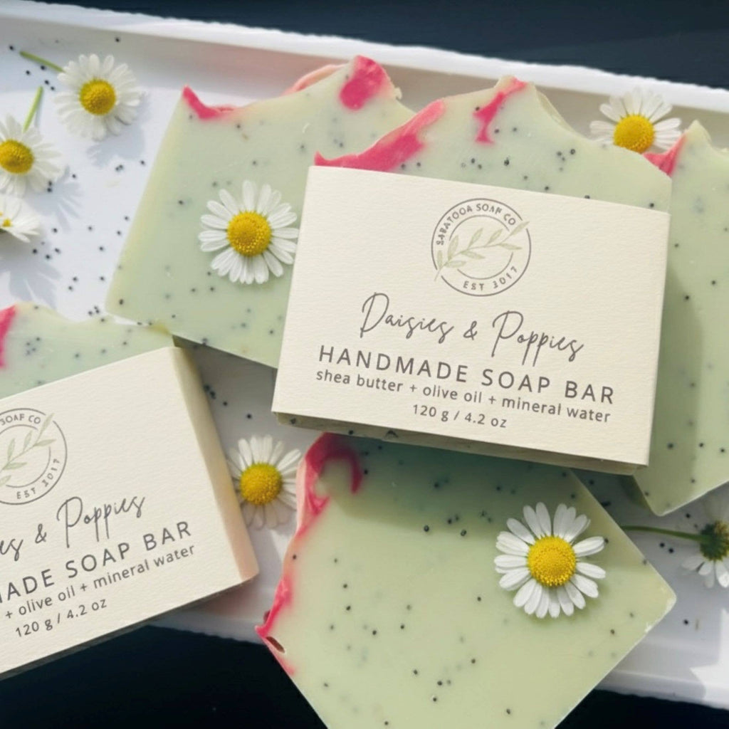 Daisies & Poppies Handmade Soap Bar SPRING COLD PROCESS