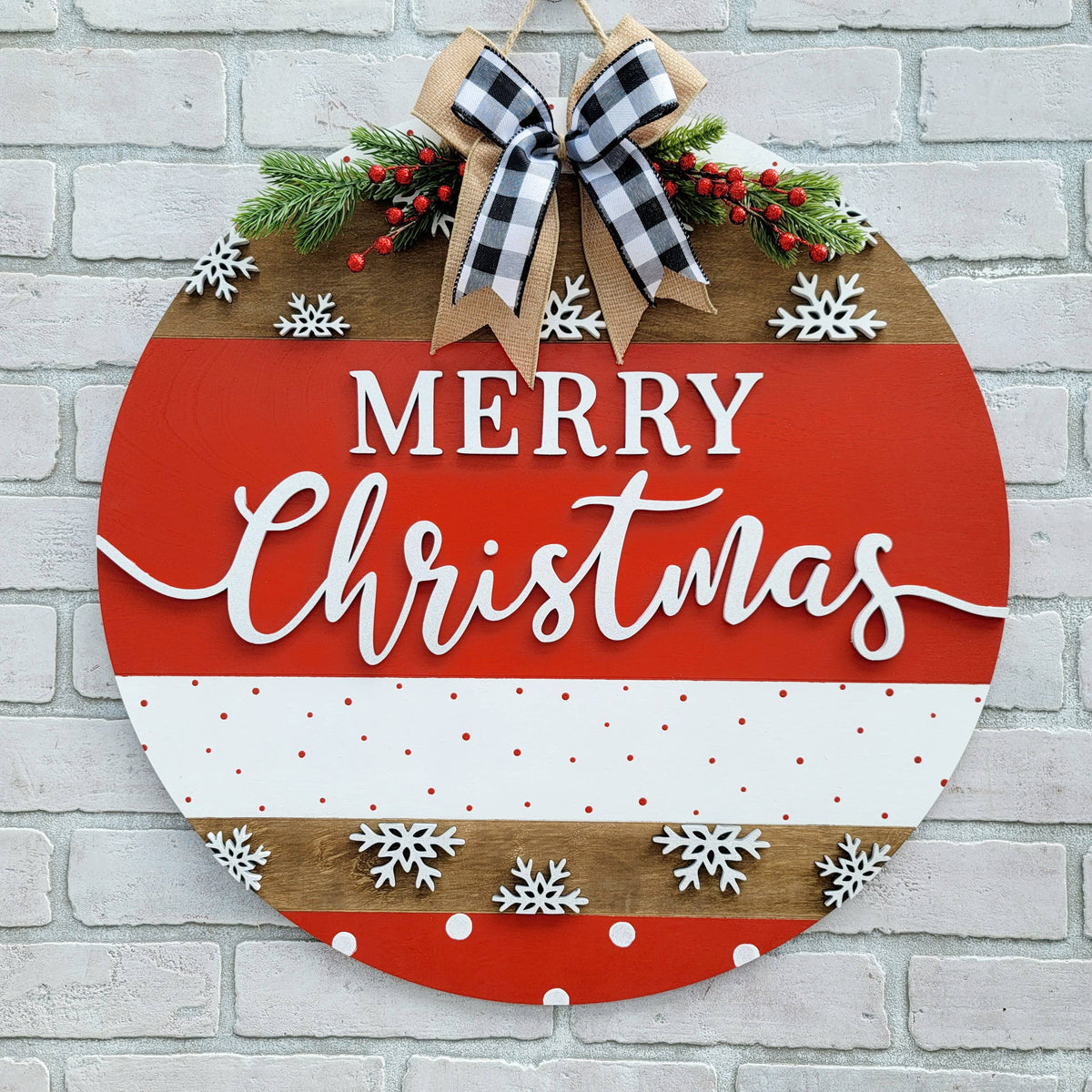 DIY Classic Merry Christmas Door Hanger