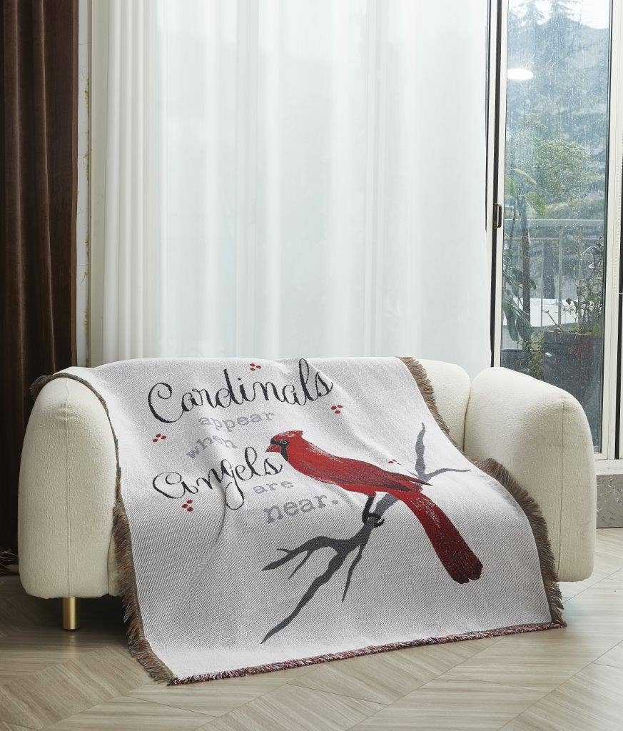 "Cardinals Appear" - Woven Tapestry Throw