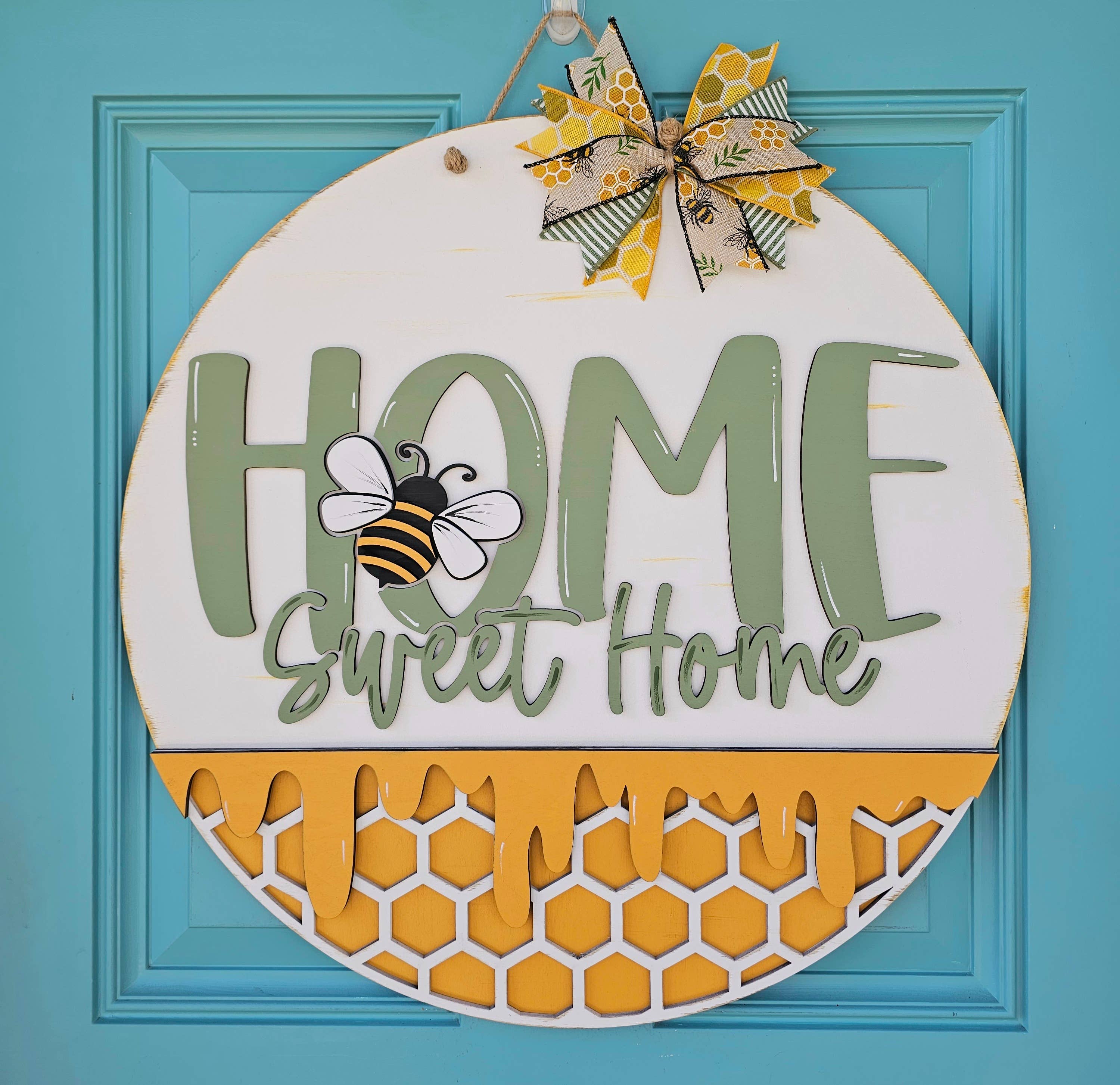 DIY Home Sweet Home Honeycomb Bee Door Hanger