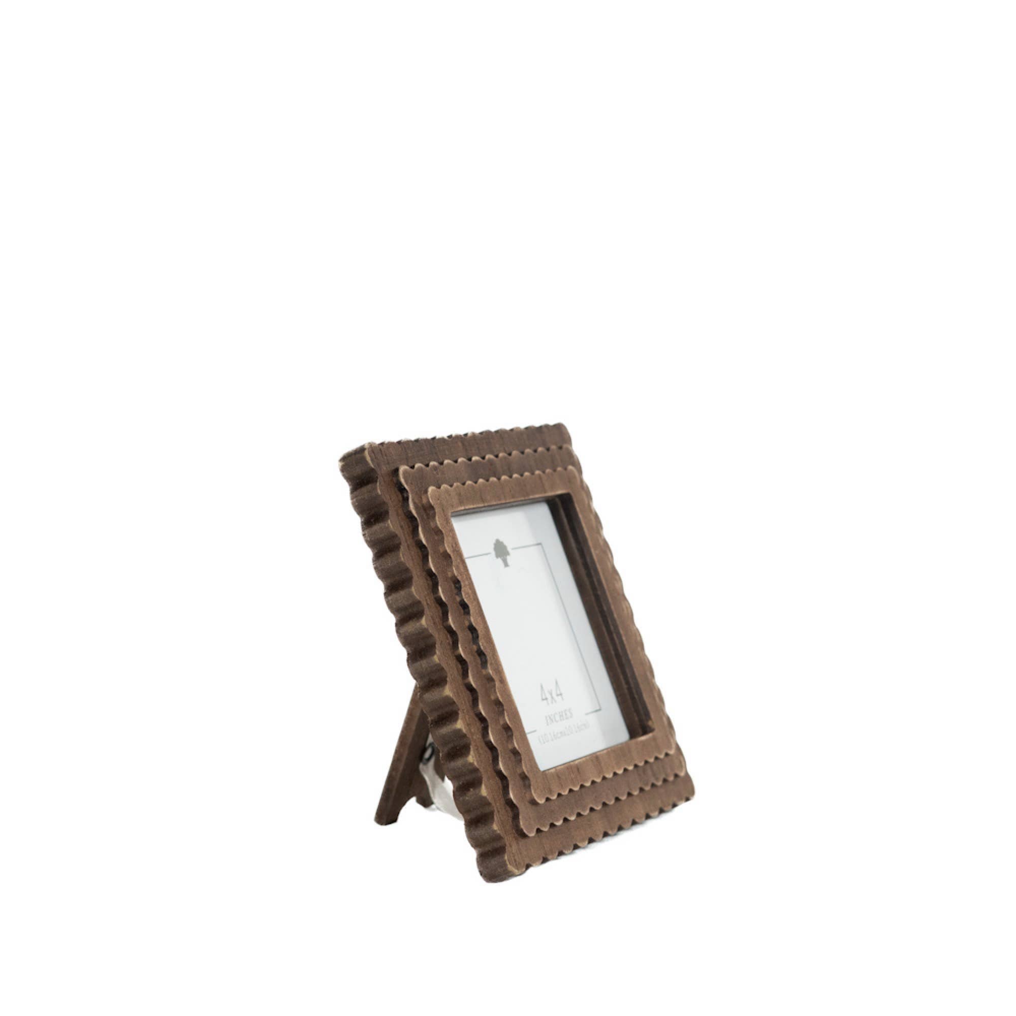 17020 - 6x6 wood scallop photo frame for 4x4 pic, espresso