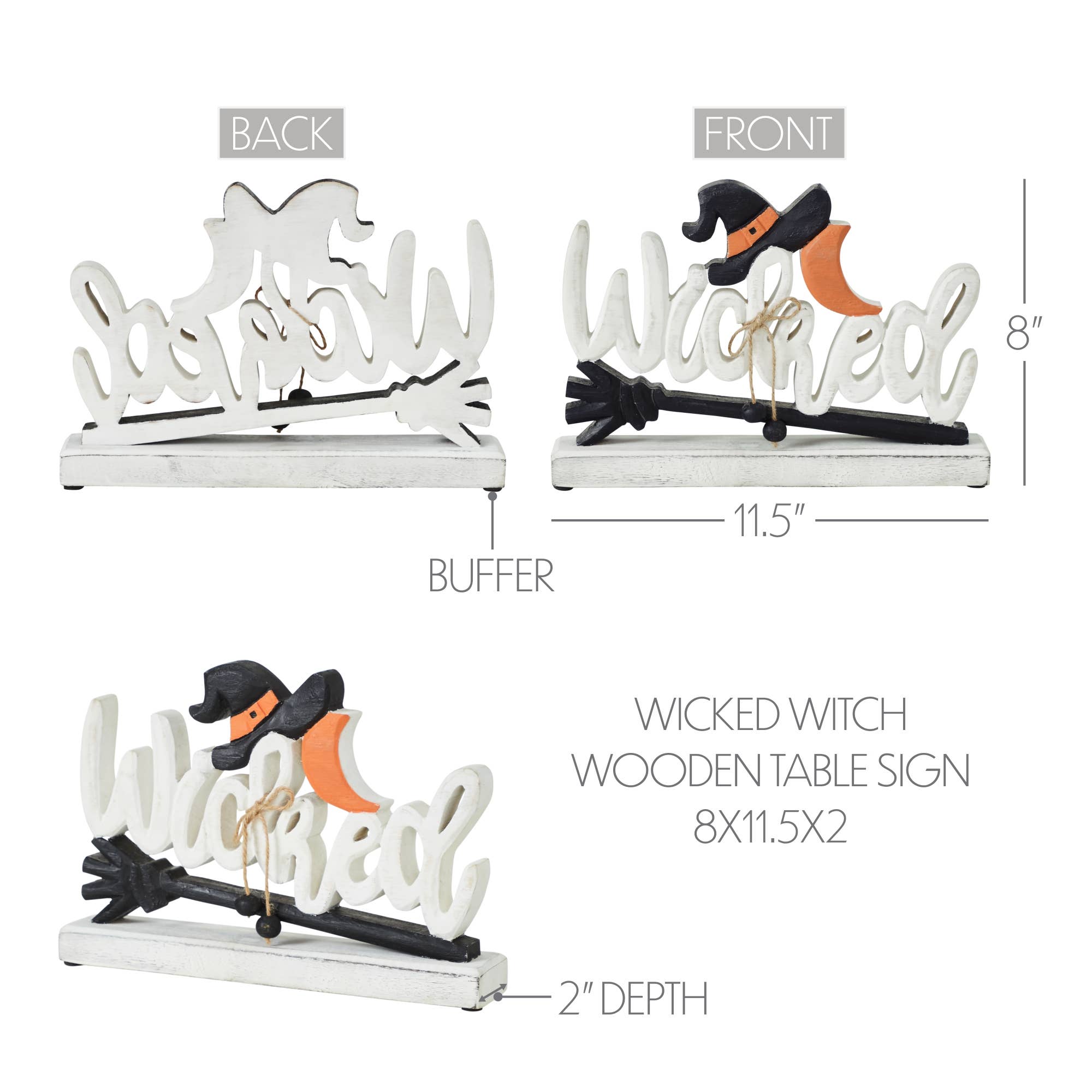 Wicked Wooden Halloween Decor Tabletop Sign, 11.5"