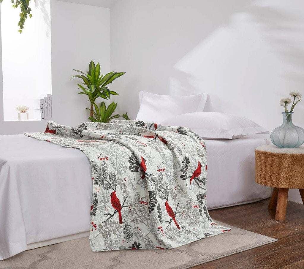 "Cardinals"  Quilted Throw Blanket 50"x60"