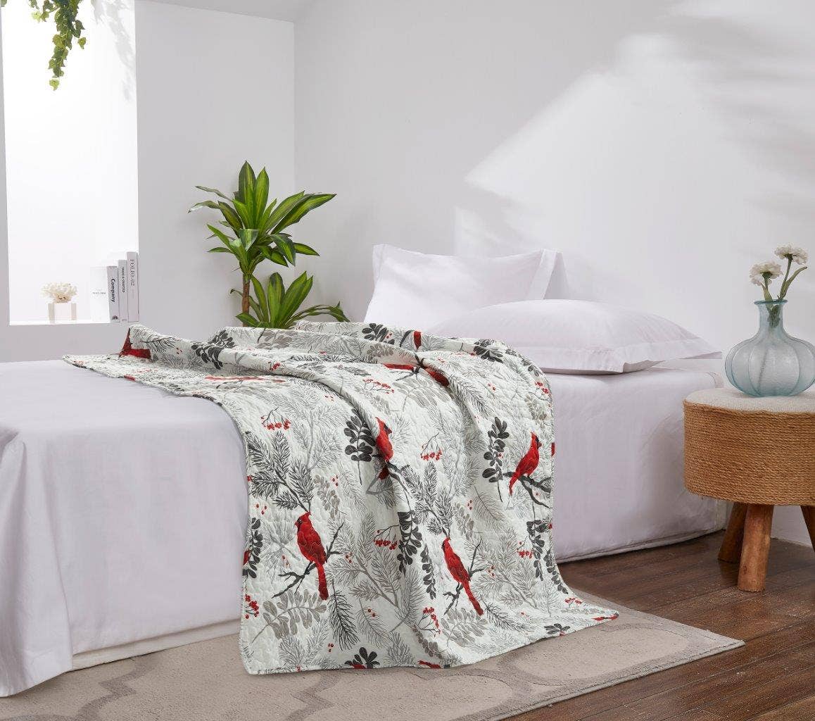 "Cardinals"  Quilted Throw Blanket 50"x60"