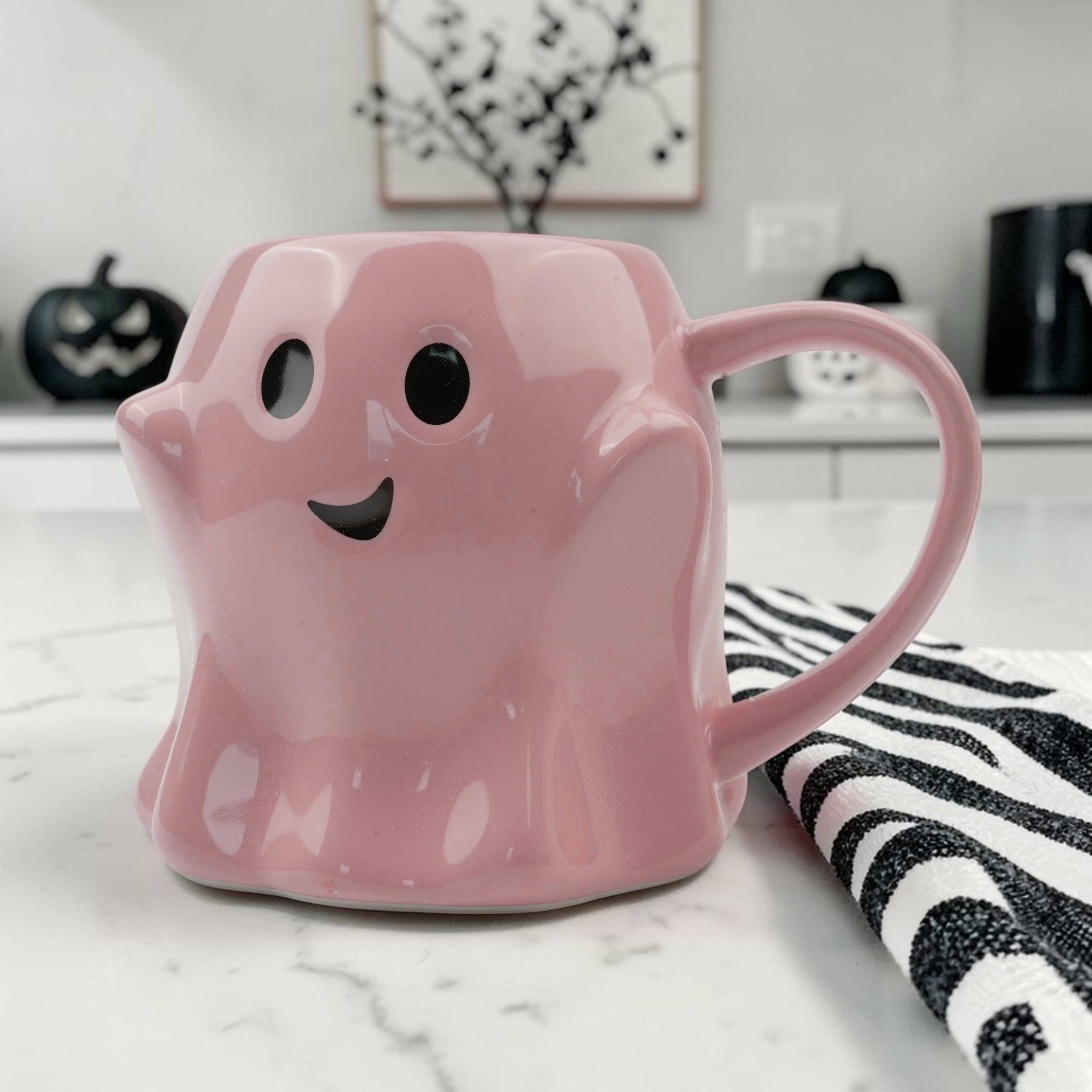 Halloween Drinkware, Ceramic Ghost Mugs, Neutral Fall Decor