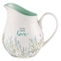 Pitcher Teal Faith Hope Love Floral
