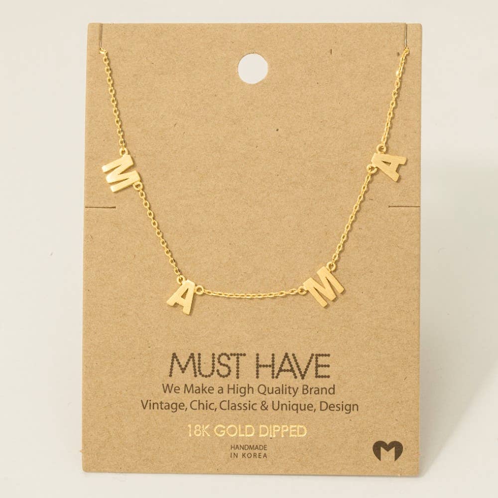 Gold Dipped Mama Station Charm Necklace