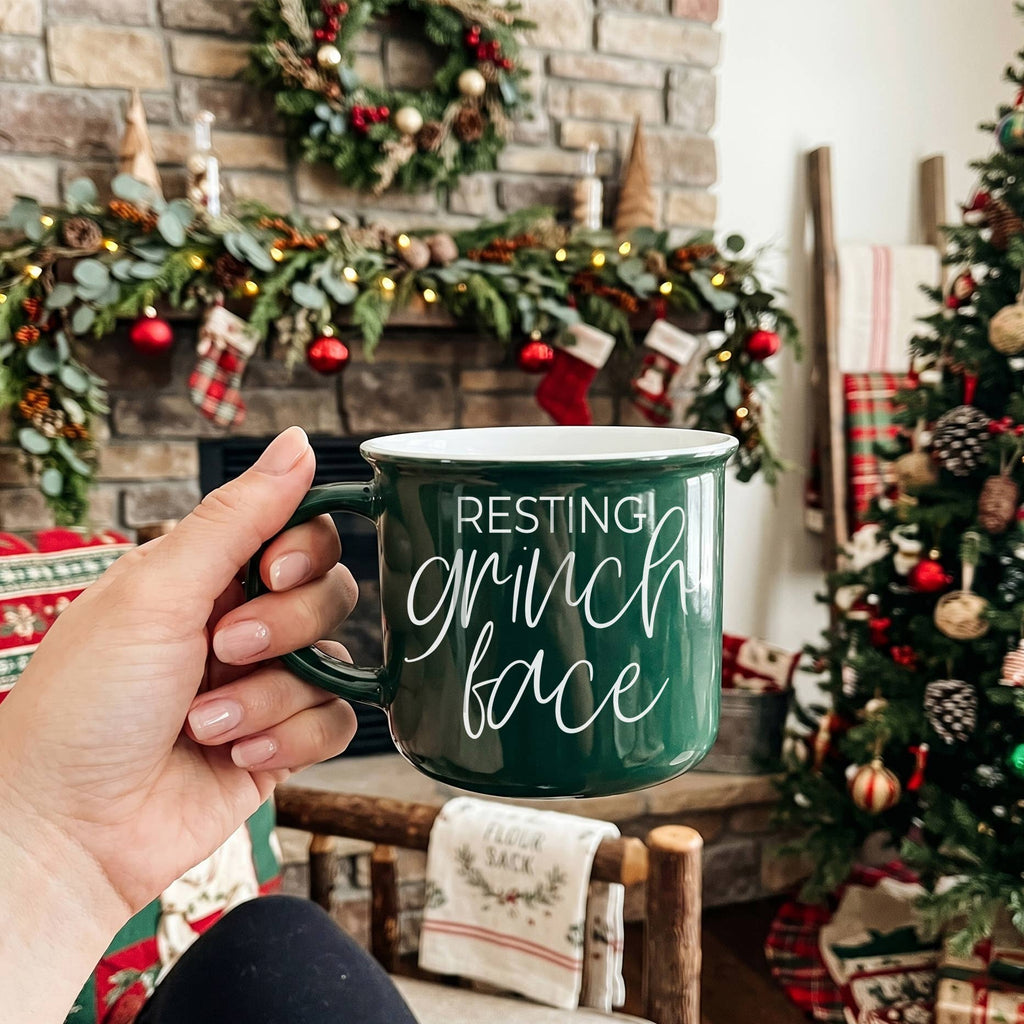 Grinch Face Mugs, Sarcastic Christmas Cup Holiday Humor Gift