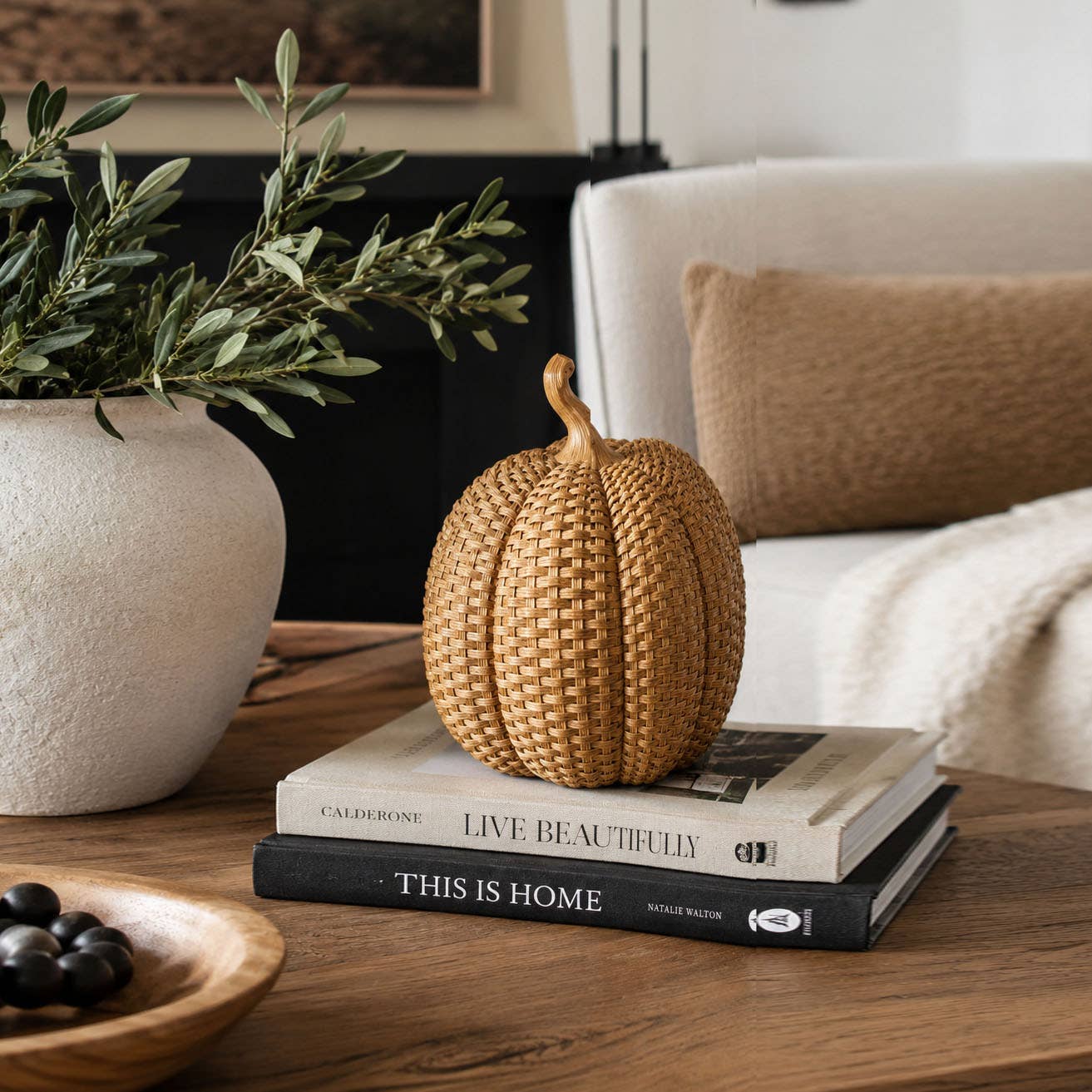 Neutral Fall Halloween Shelf Decor, Cute Pumpkin Home & Gift