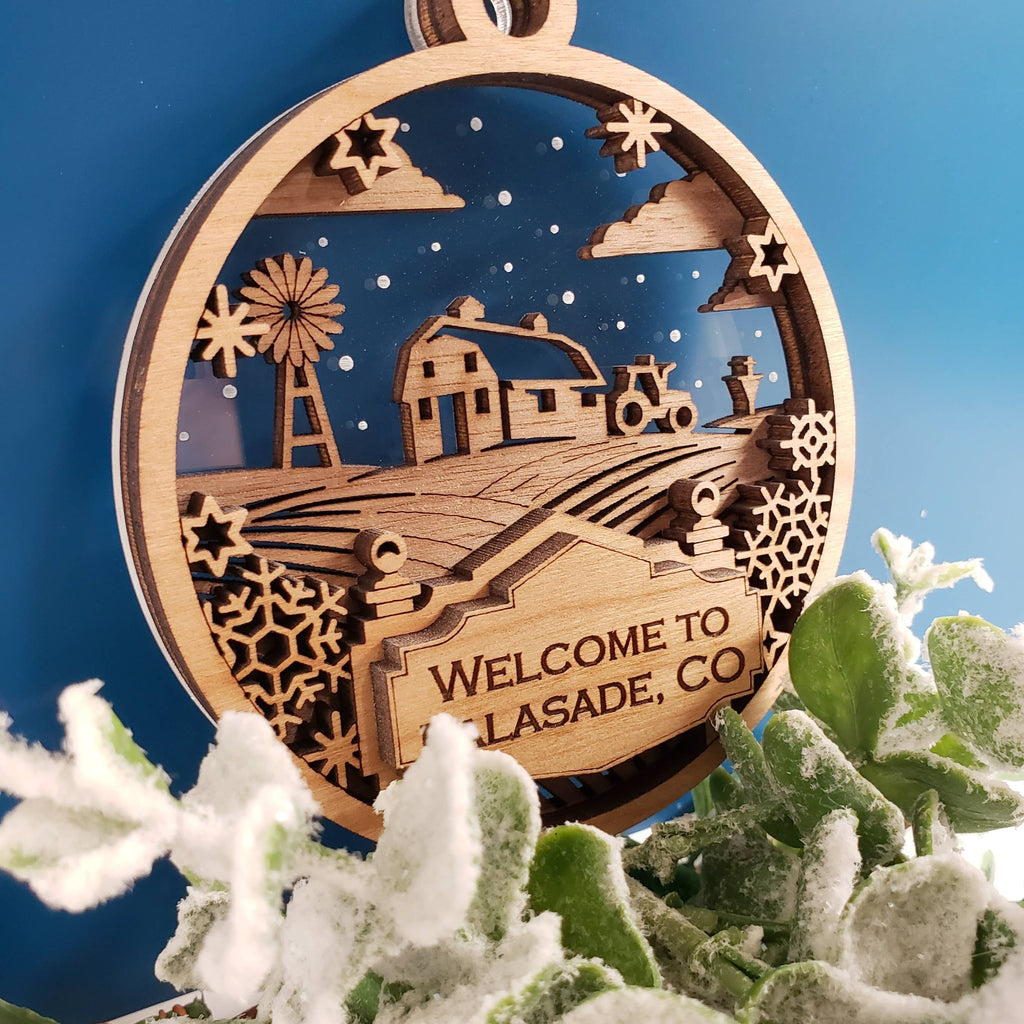 Welcome Sign Ornament - Barn in the Snow