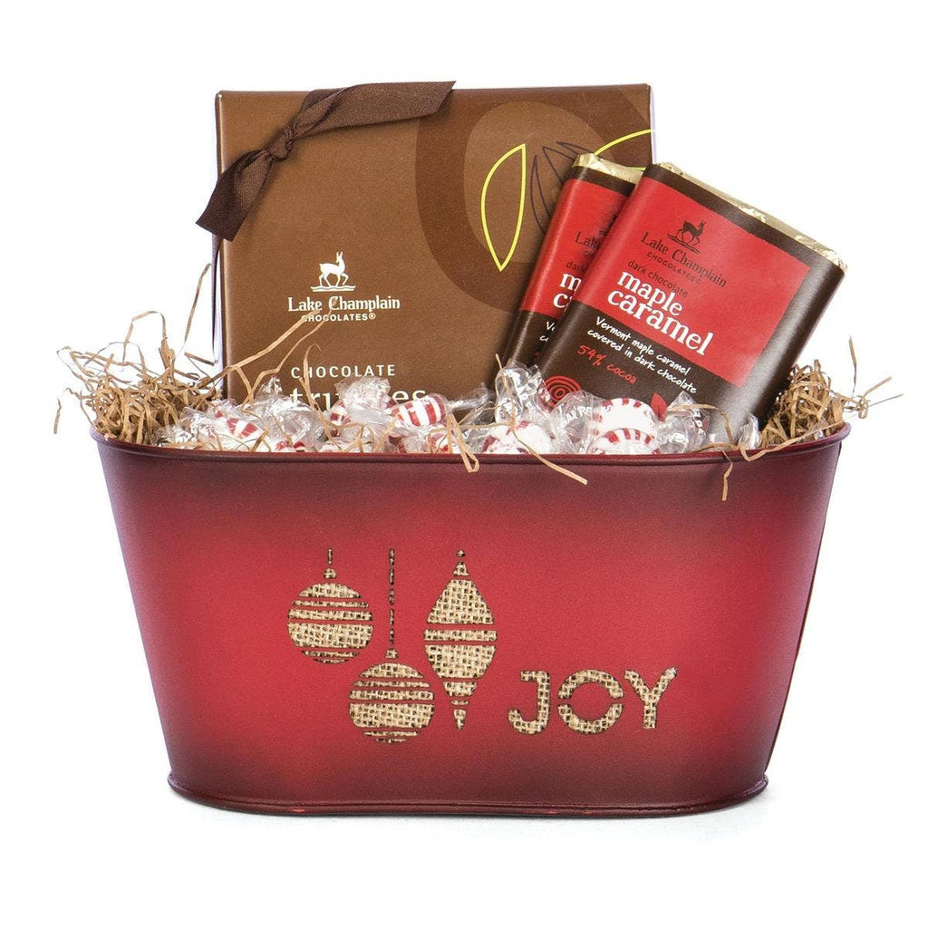Red "Joy" Holiday Tin Tub