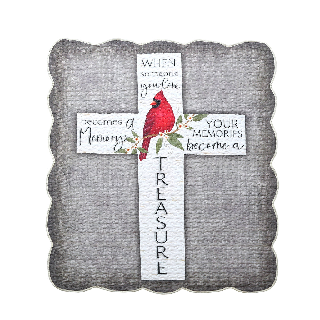 Cardinal Cross Inspirational Quote Quilted Throw