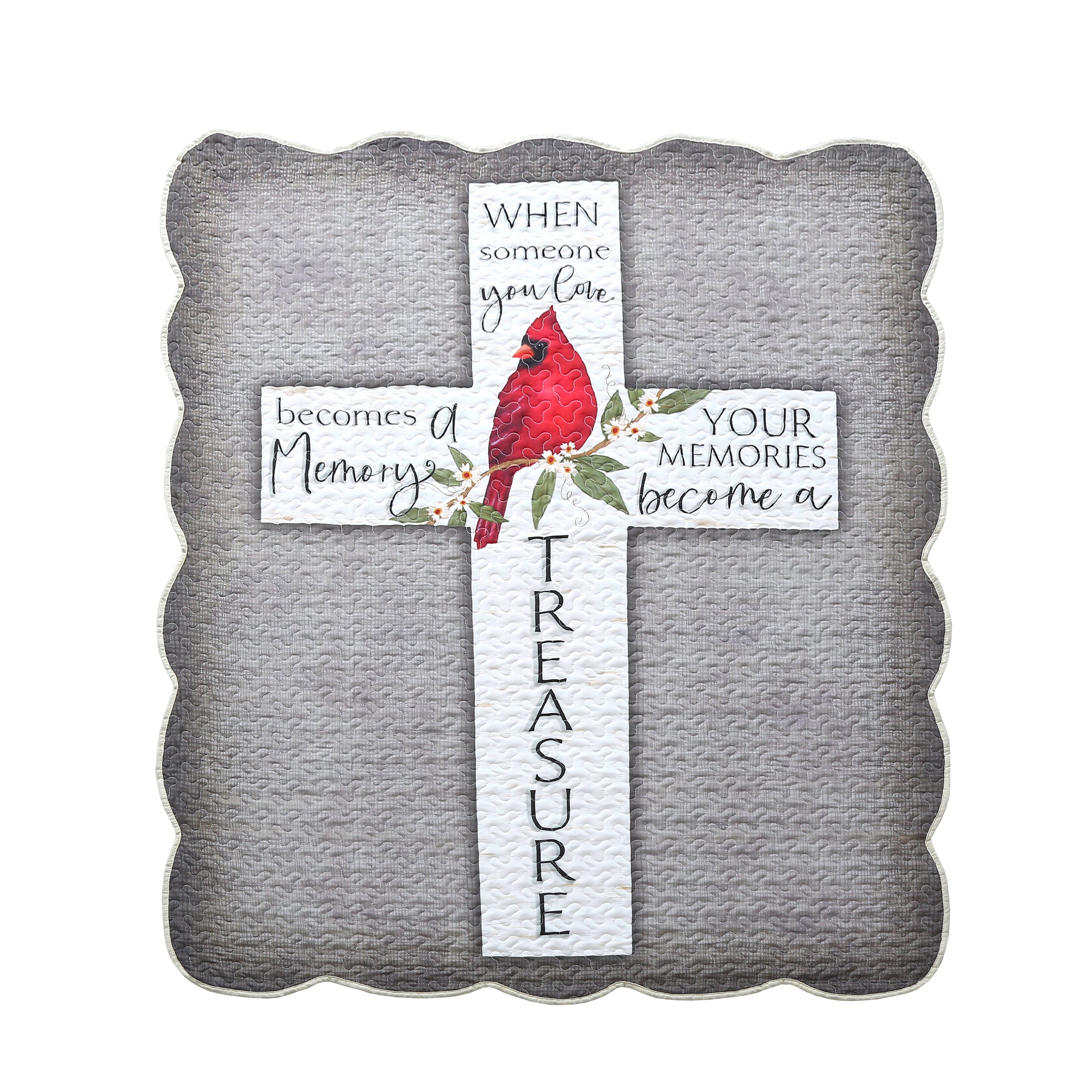 Cardinal Cross Inspirational Quote Quilted Throw