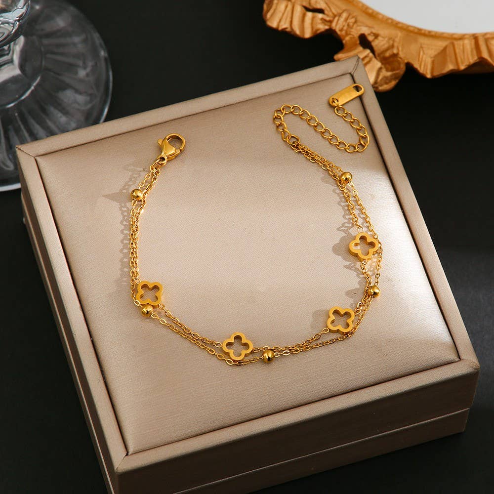 18K STAINLESS STEEL TARNISH FREE CLOVER BRACELET | 40B5174