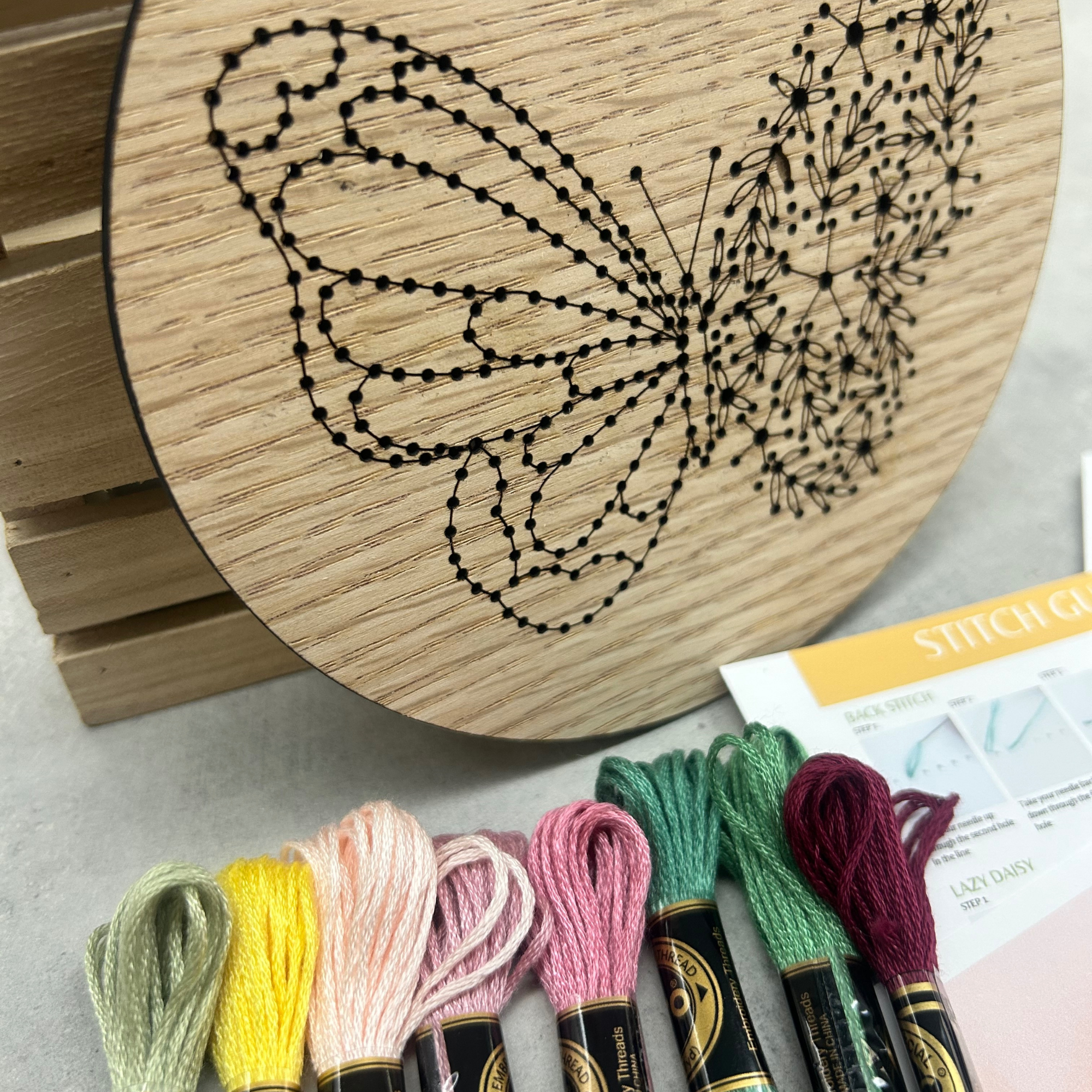 Floral Butterfly Embroidery Kit – Decorative DIY Craft