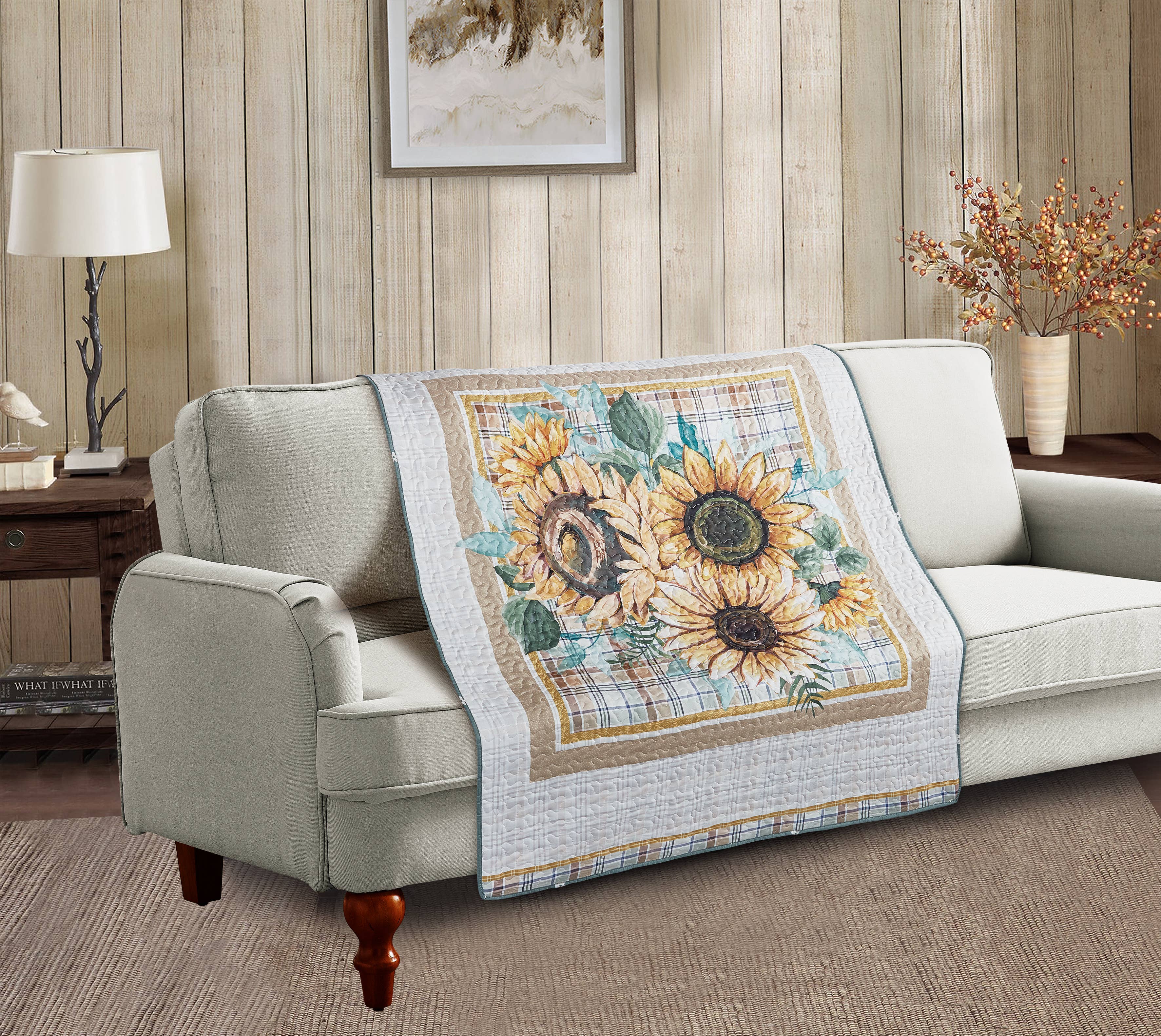 "Sunflower Bouquet"  Quilted Throw Blanket 50"x60"