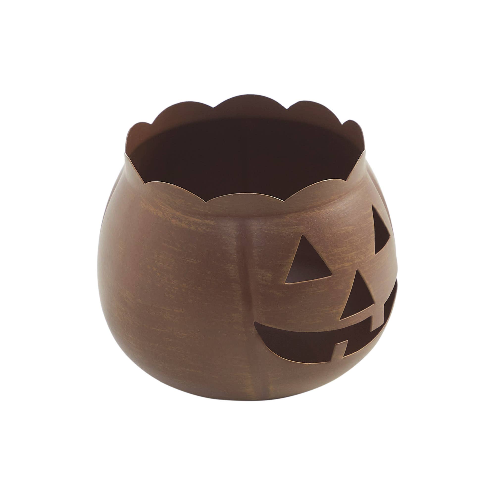Bronze Metal Jack-O'-Lantern 5.25" Rustic Halloween Decor