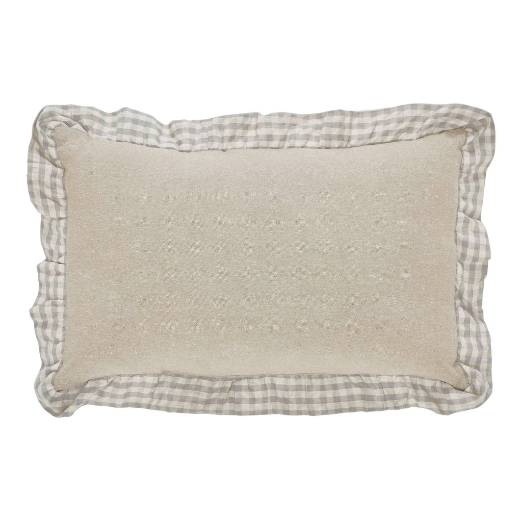 Give Thanks Gingham Ruffled 14x22 Applique Throw Pillow