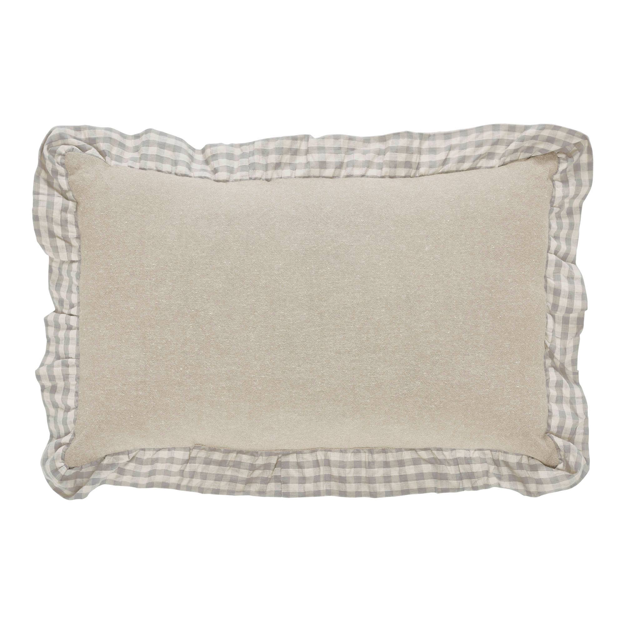 Give Thanks Gingham Ruffled 14x22 Applique Throw Pillow
