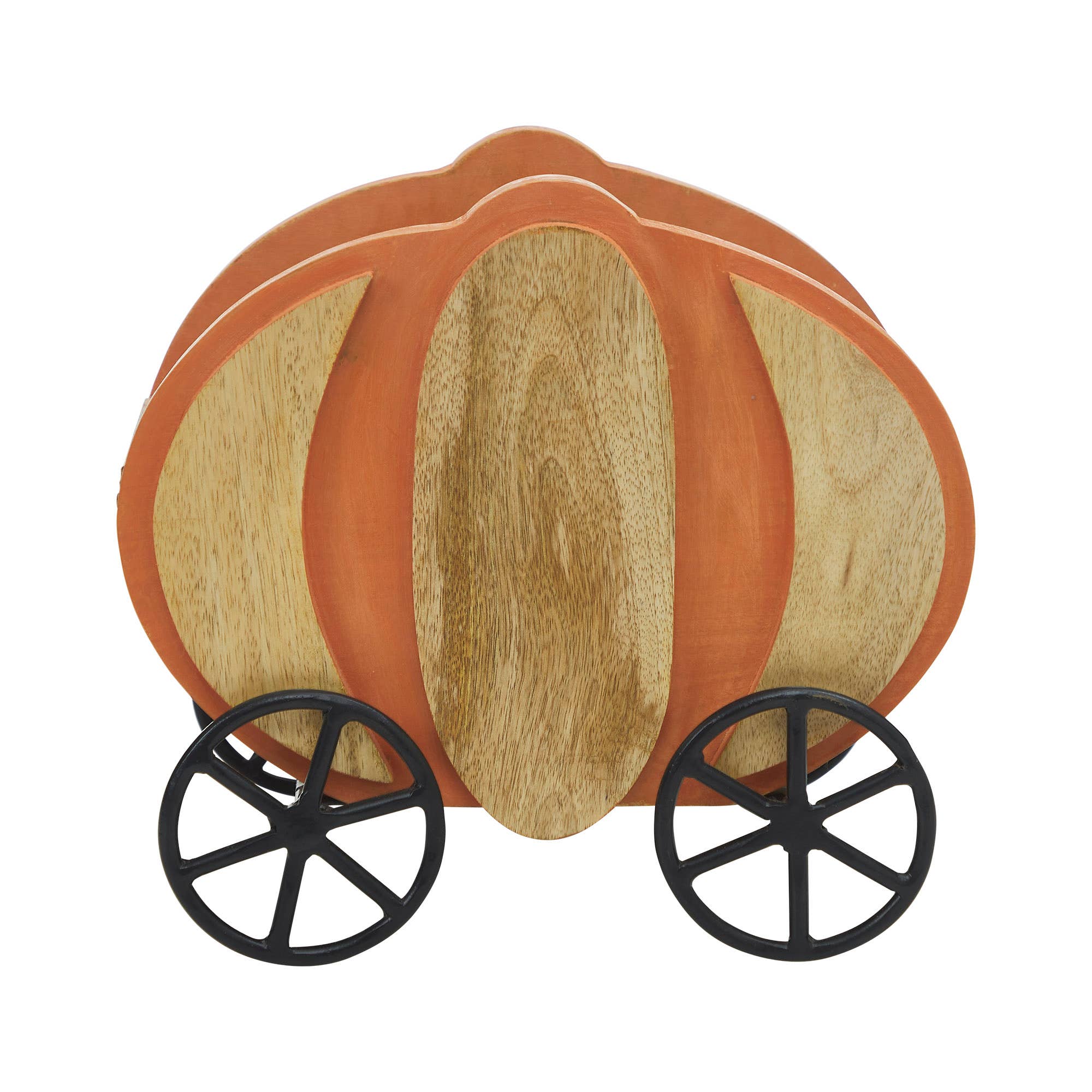 Solid Mango Wood Pumpkin Carriage Fall Display Bowl  11"