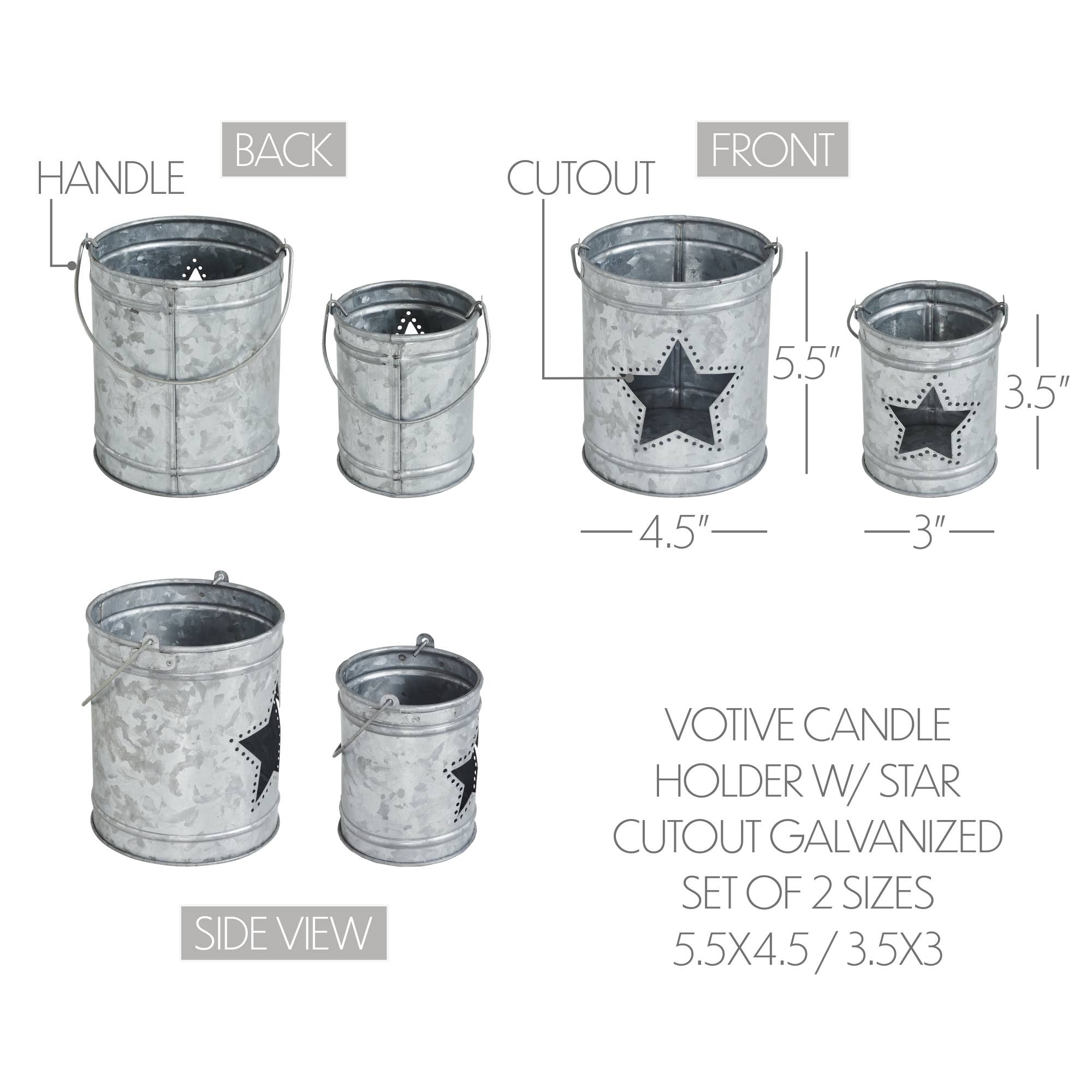 Star Galvanized Metal Votive Candle Holder Set 2pc