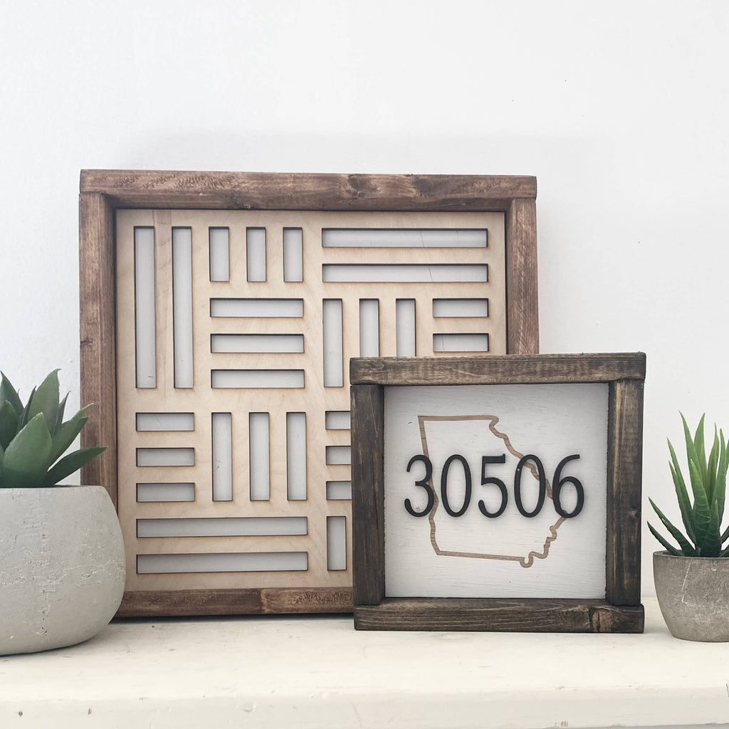 7x7 "Any" Zip Code Sign - State Outline- 3D Wood Sign
