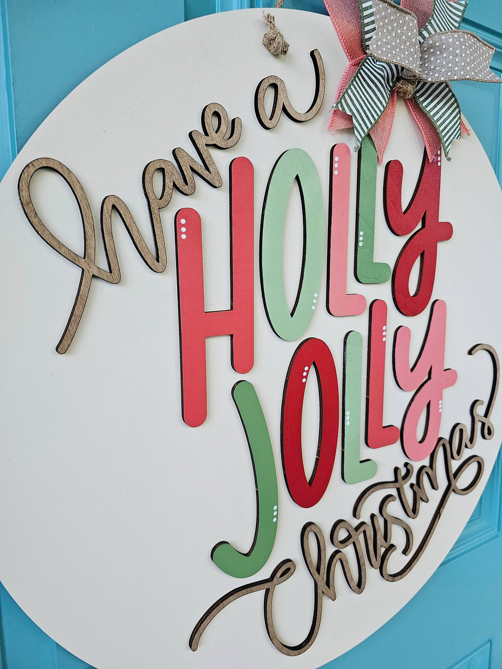 DIY Holly Jolly Door Hanger