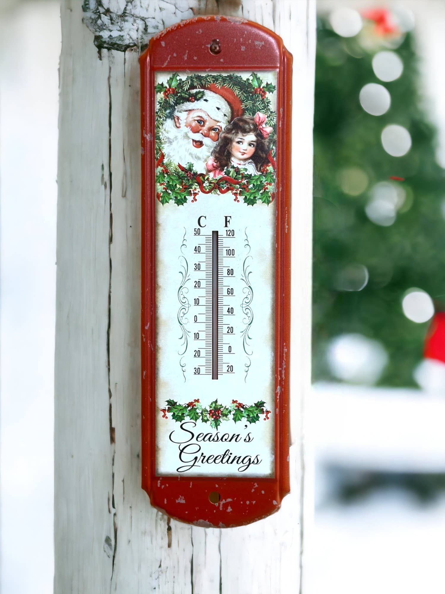 Santa & Child Vintage Thermometer