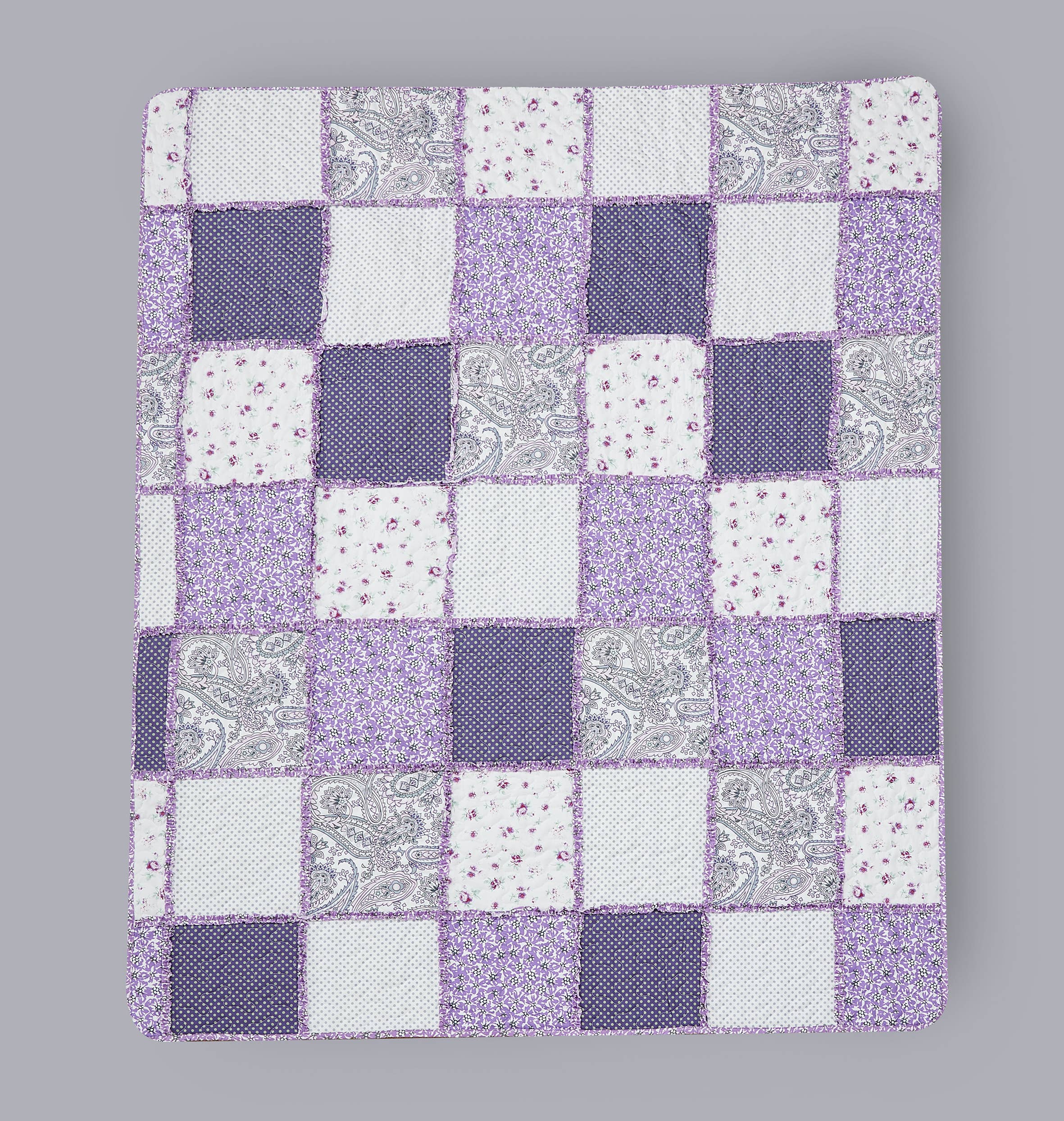 "Purple Patchwork"  Quilted Throw Blanket 50"x60"