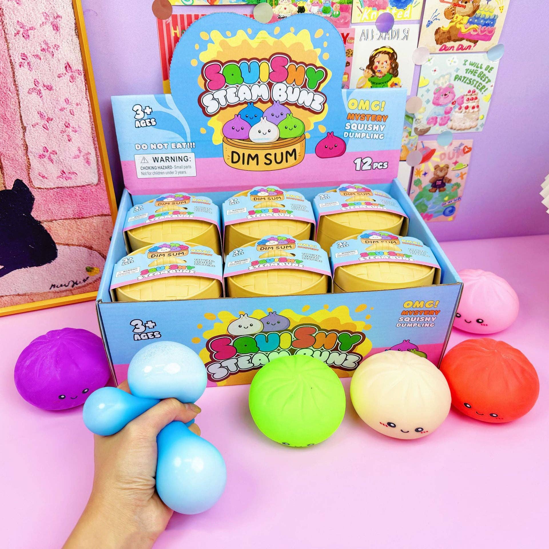 Solid Color Dumpling Shape Squishy Soft Squeeze Stress Toy