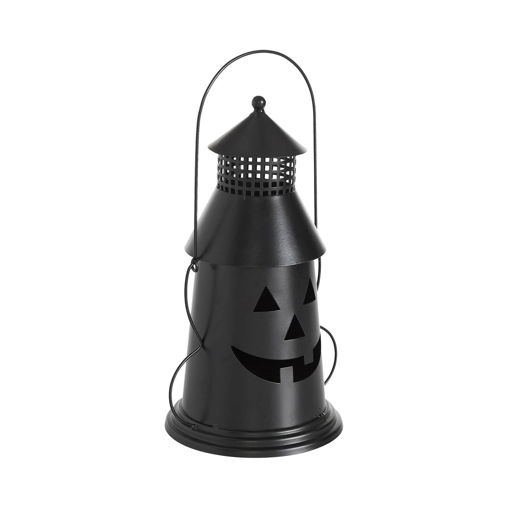 Black Metal Jack-O-Lantern Halloween Candle Holder 12"