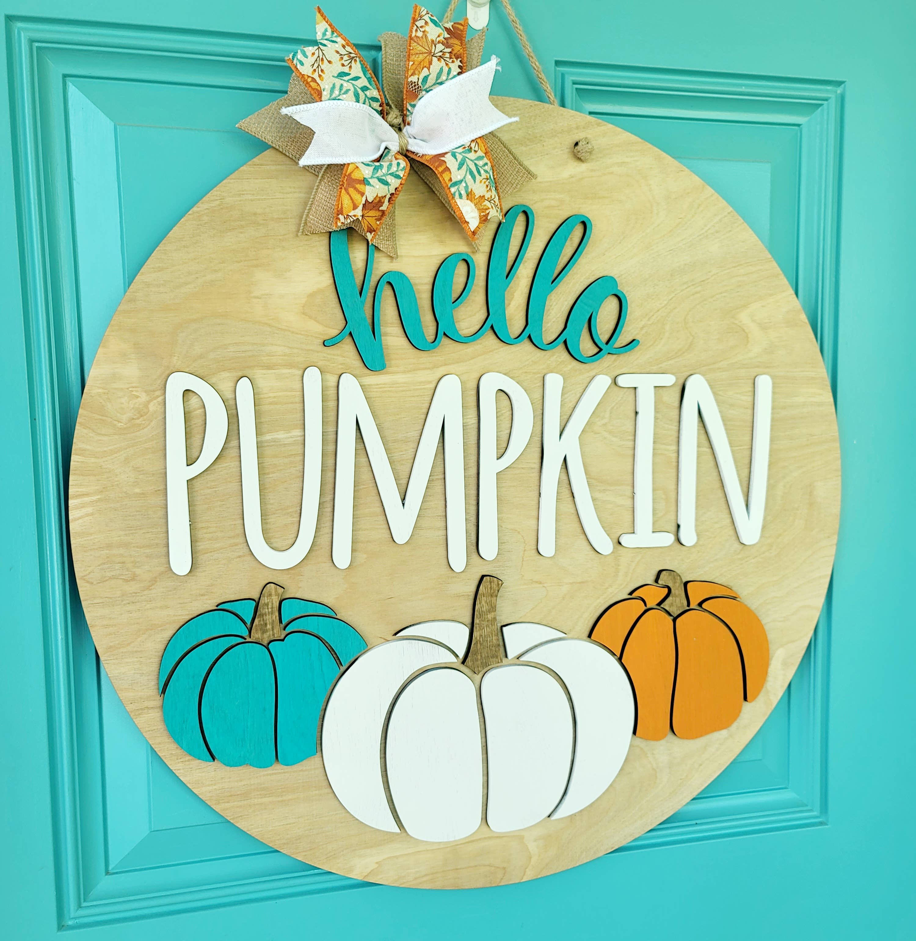 DIY Hello Pumpkin Trio Door Hanger