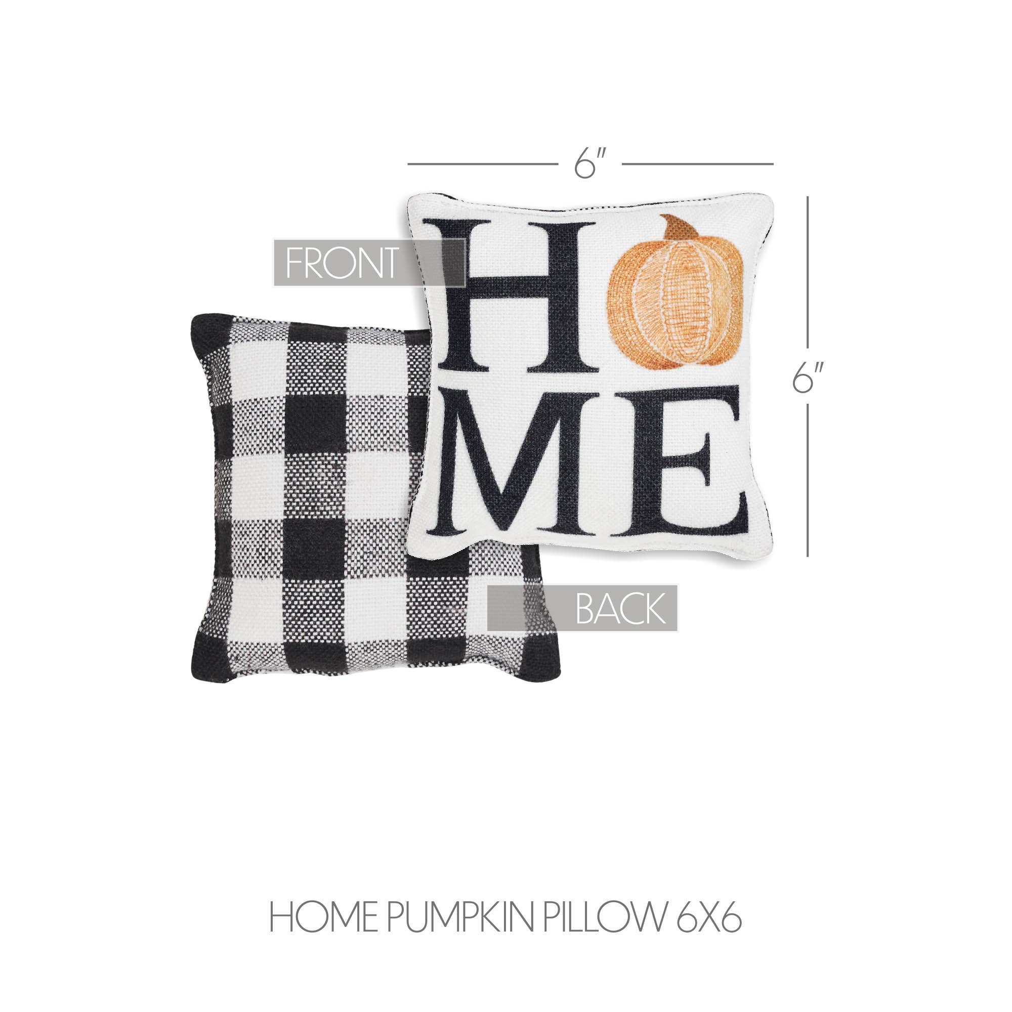 Farmhouse Fall Buffalo Check Pumpkin Throw Pillow 6x6
