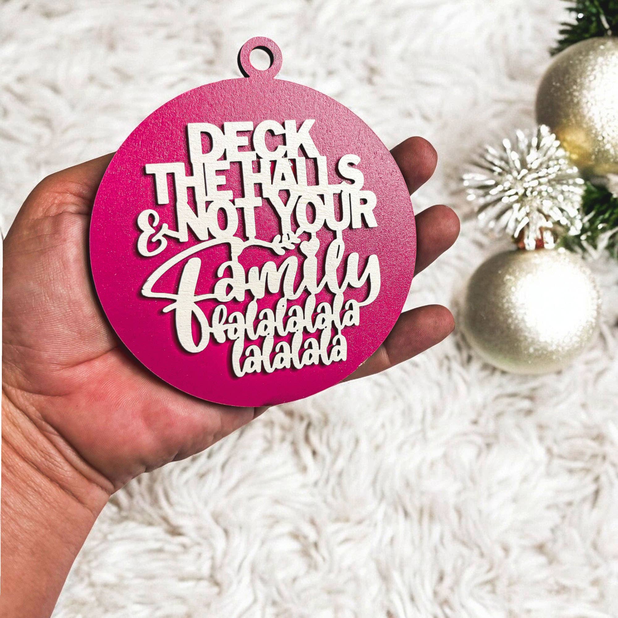 Hanging Christmas Decor + Handmade Wooden Ornament Funny