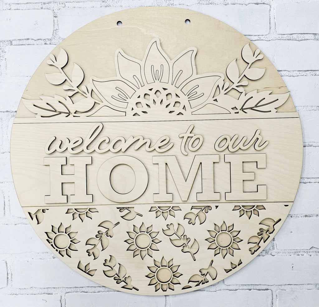 DIY Welcome to Our Home Sunflower Door Hanger