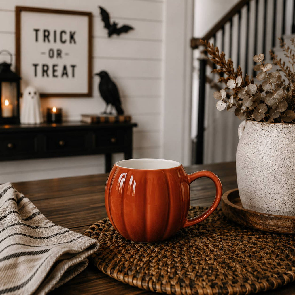 Orange Pumpkin Coffee Mug - Neutral Fall Decor & Gifts 17oz