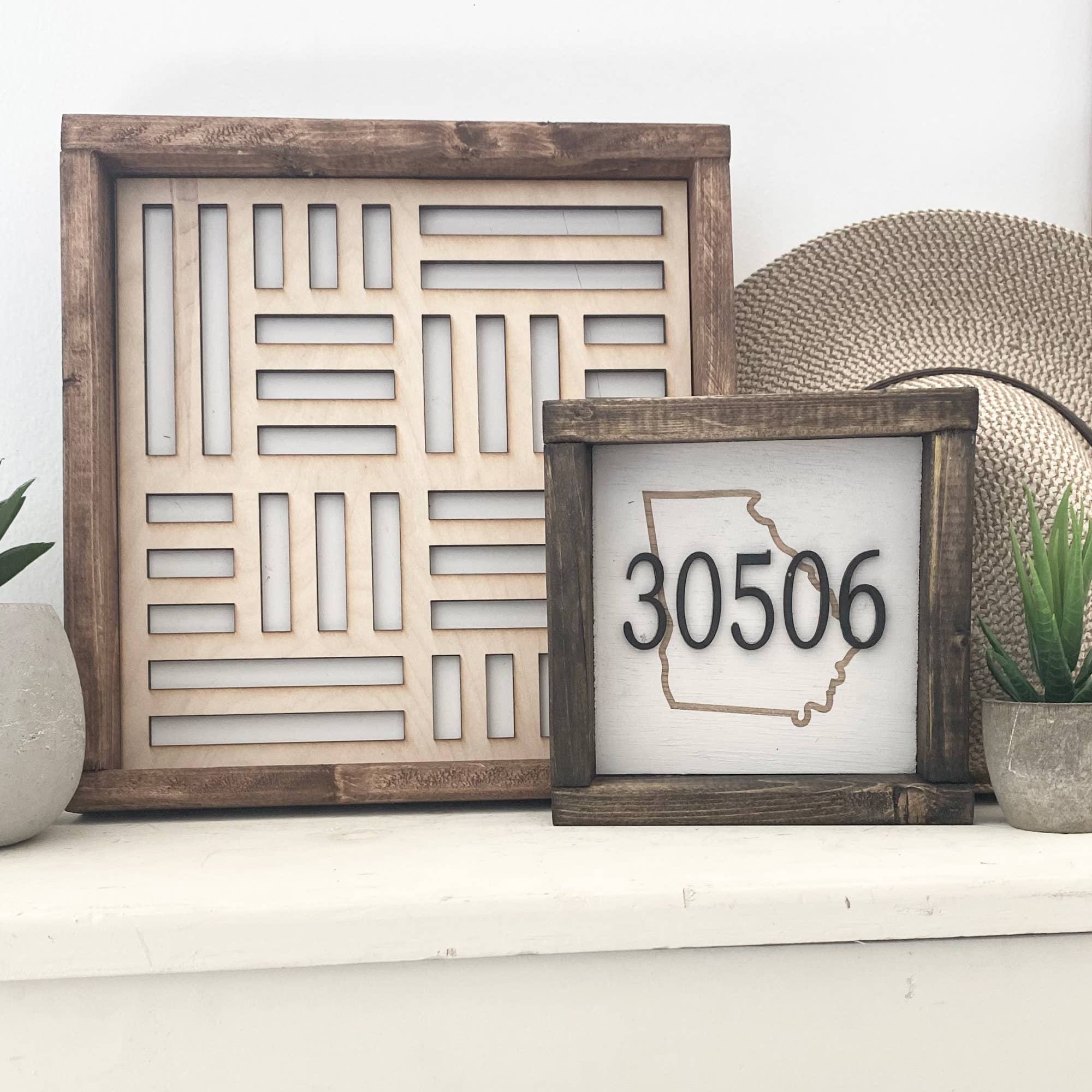 7x7 "Any" Zip Code Sign - State Outline- 3D Wood Sign