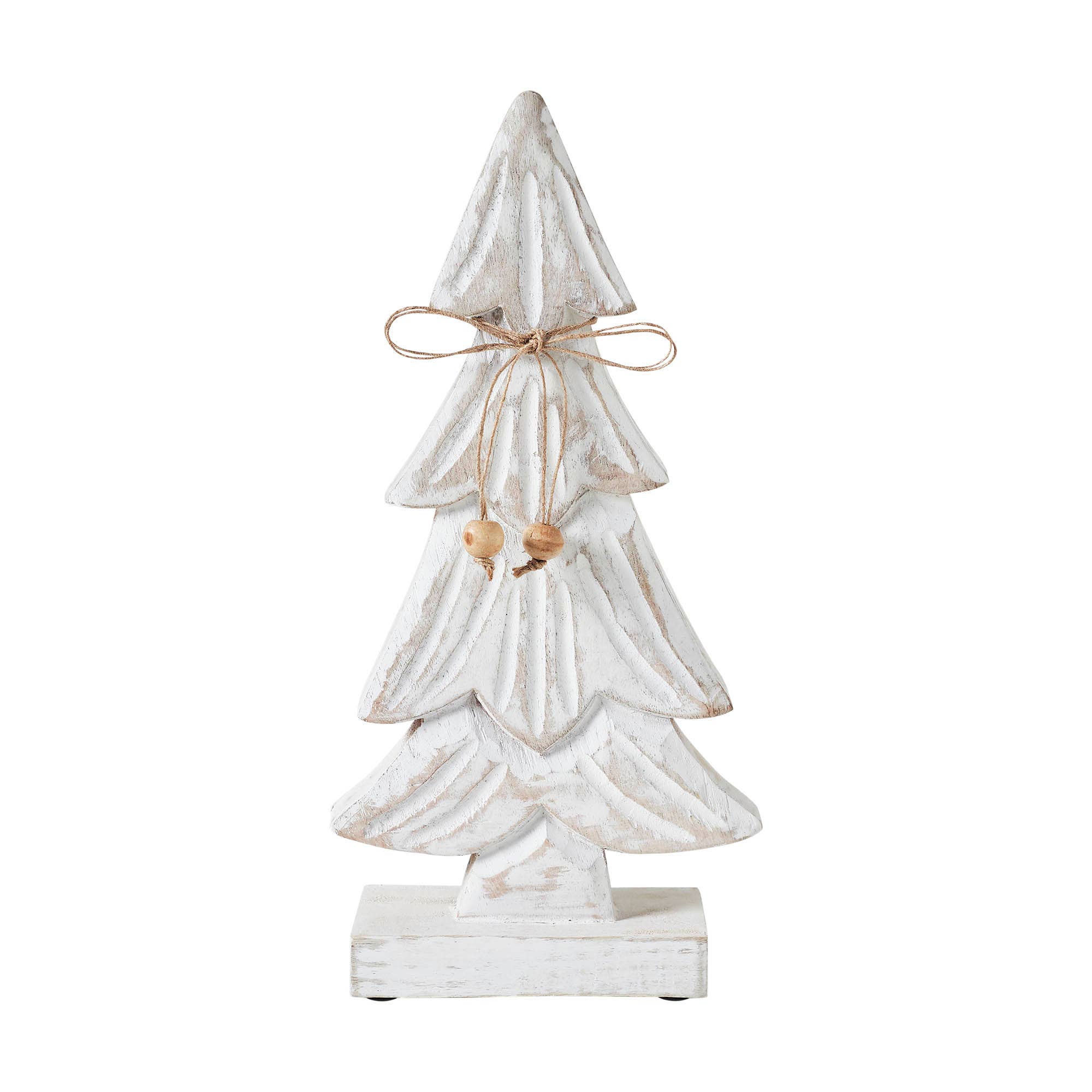 Snowy Tree Textured Wooden White 12.25x6x2.5