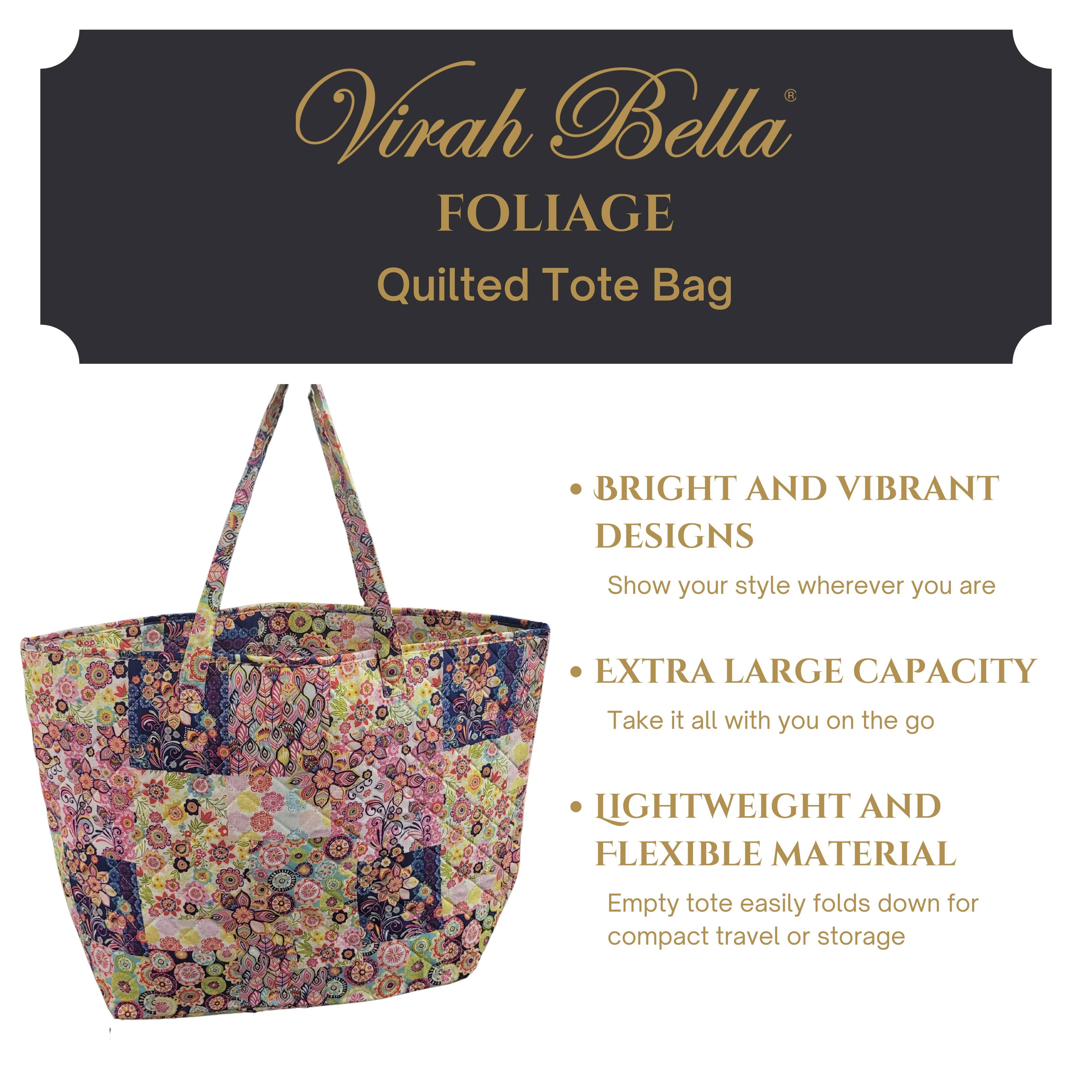 "Foliage" Designer Quilted Tote Bag