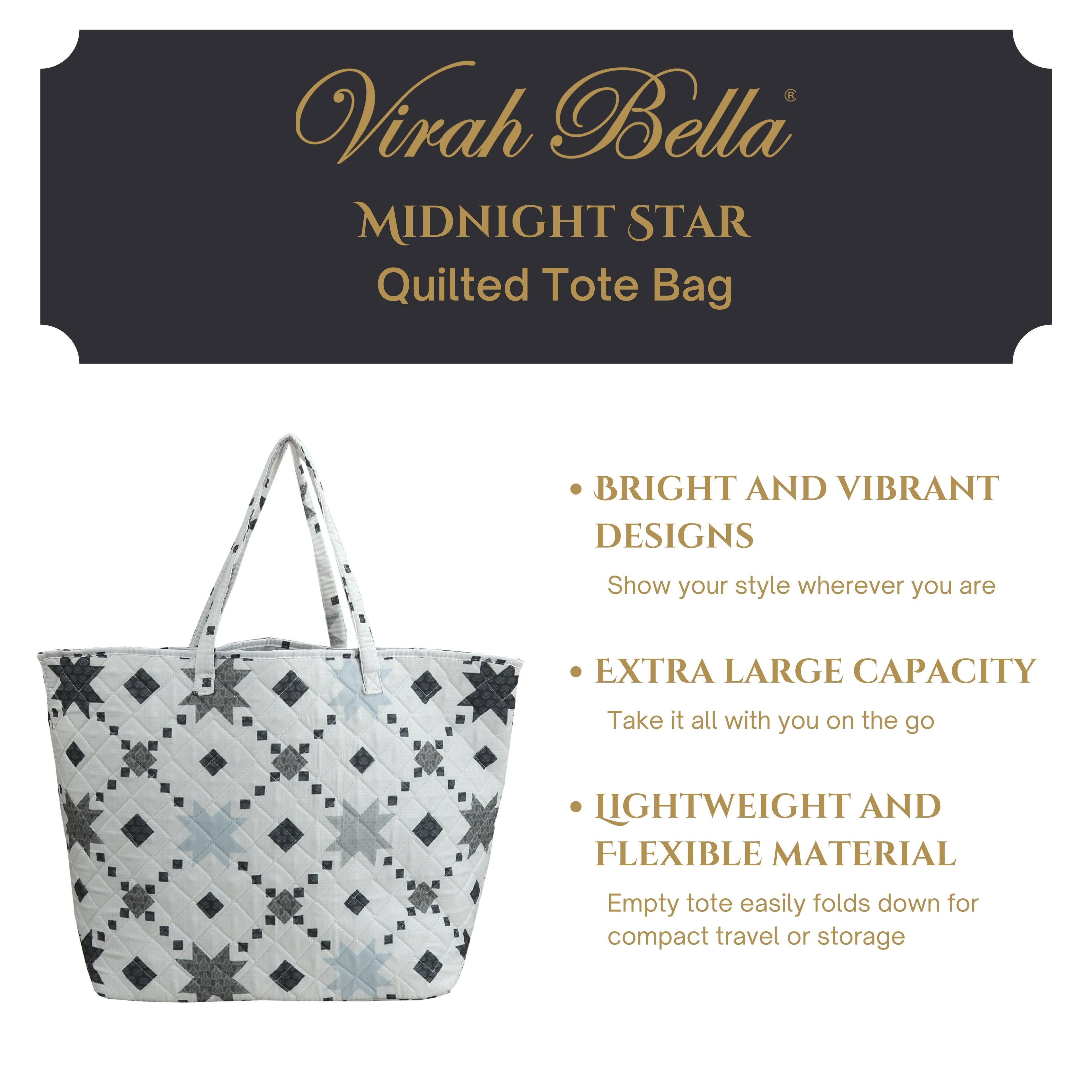 "Midnight Star" Designer Quilted Tote Bag